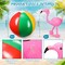 24 Pcs Beach Ball Party Kit 10 Pcs 16 Inch Beach Balls 12 Pcs Swimming Ring 2 Pcs Inflatable Flamingo Beach Ball Tower Rainbow Color Beach Balls for Summer Theme Party Decorations